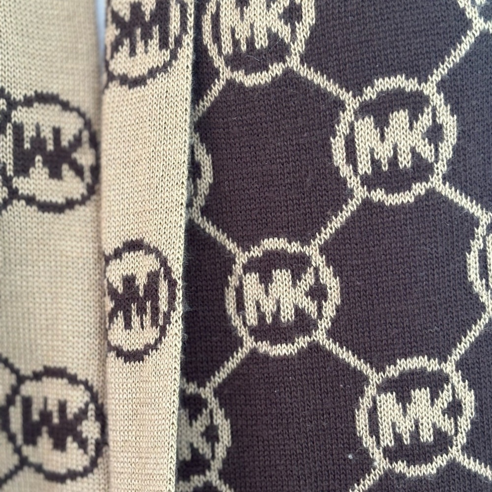 Michael Kors Brown and Tan Logo Scarf - Picture 3 of 5